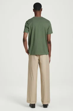 New COS KLASYCZNY T-SHIRT ZE SZCZOTKOWANEJ BAWEŁNY Khaki