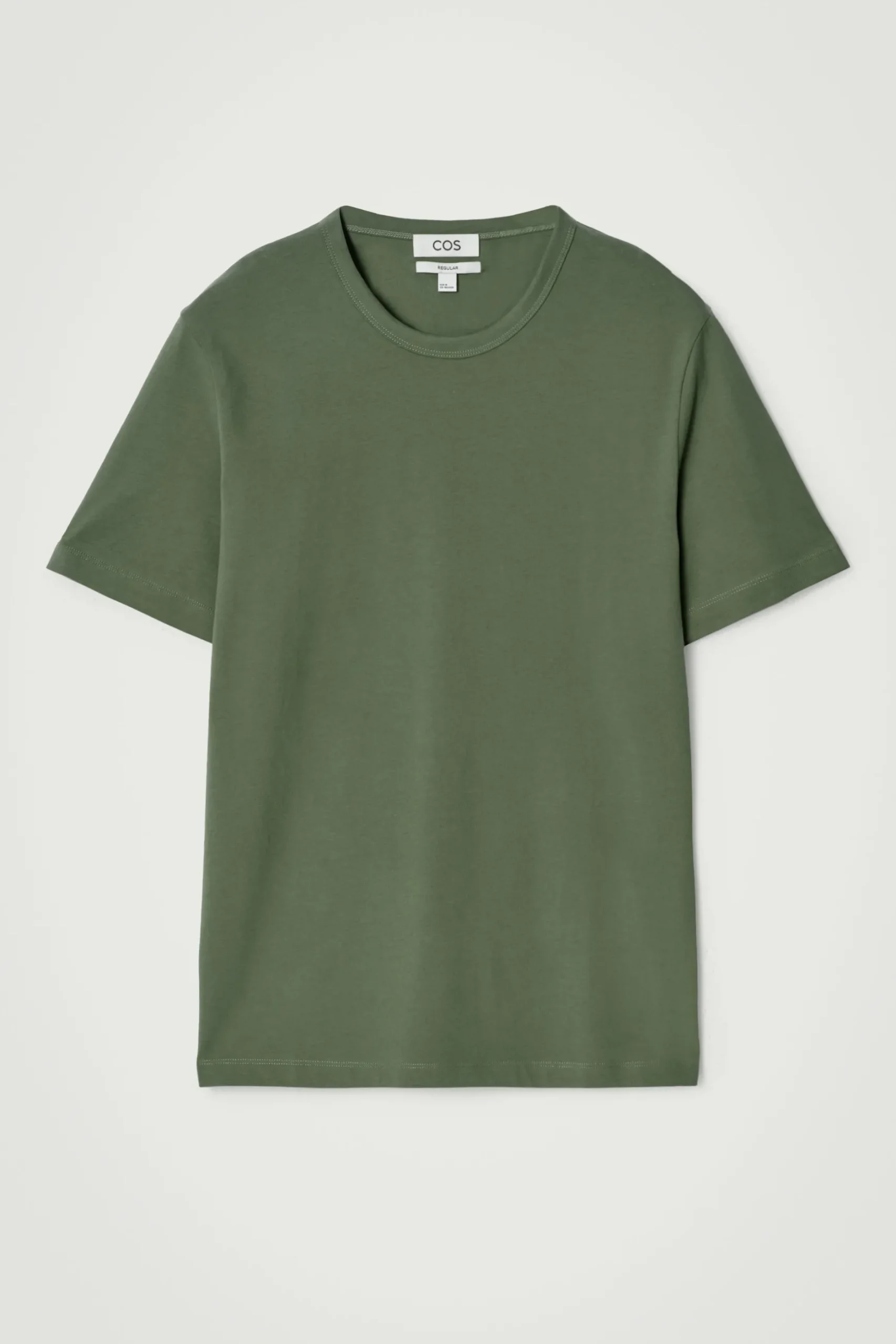 New COS KLASYCZNY T-SHIRT ZE SZCZOTKOWANEJ BAWEŁNY Khaki