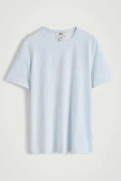 New COS KLASYCZNY T-SHIRT ZE SZCZOTKOWANEJ BAWEŁNY Jasnoniebieski