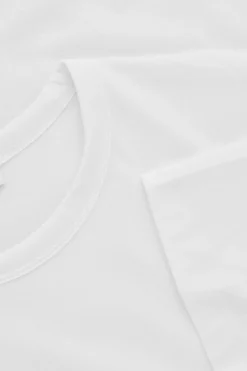 New COS KLASYCZNY T-SHIRT ZE SZCZOTKOWANEJ BAWEŁNY Biały