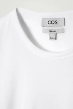 New COS KLASYCZNY T-SHIRT ZE SZCZOTKOWANEJ BAWEŁNY Biały