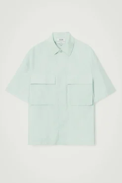 Sale COS KOSZULA UTILITY Z KRÓTKIM RĘKAWEM OVERSIZE Miętowozielony