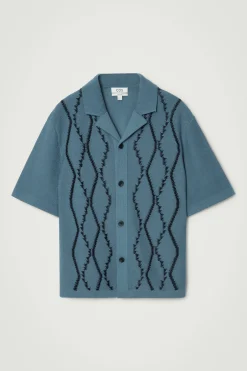 Sale COS KOSZULA W ABSTRAKCYJNY WZÓR W ROMBY – RELAXED FIT Turkusowy