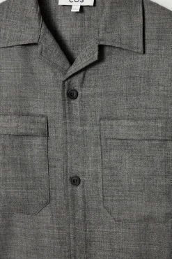 Fashion COS KOSZULA WIERZCHNIA Z WEŁNIANEJ FLANELI Szarymelanż