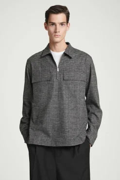 Discount COS KOSZULA Z BAWEŁNY W KRATĘ Z SUWAKIEM – RELAXED FIT