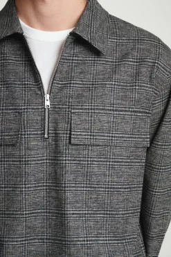 Discount COS KOSZULA Z BAWEŁNY W KRATĘ Z SUWAKIEM – RELAXED FIT