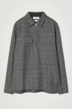Discount COS KOSZULA Z BAWEŁNY W KRATĘ Z SUWAKIEM – RELAXED FIT