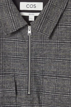 Discount COS KOSZULA Z BAWEŁNY W KRATĘ Z SUWAKIEM – RELAXED FIT