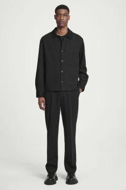 Fashion COS KOSZULA Z DŻERSEJU Z WEŁNĄ W PRĄŻKI – RELAXED FIT
