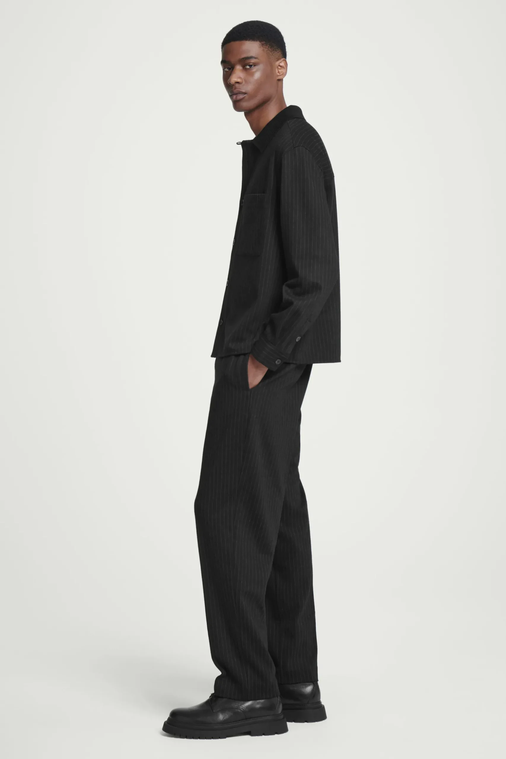 Fashion COS KOSZULA Z DŻERSEJU Z WEŁNĄ W PRĄŻKI – RELAXED FIT