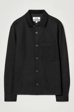 Fashion COS KOSZULA Z DŻERSEJU Z WEŁNĄ W PRĄŻKI – RELAXED FIT
