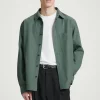Sale COS KOSZULA Z DIAGONALU – RELAXED FIT Szałwiowazieleń