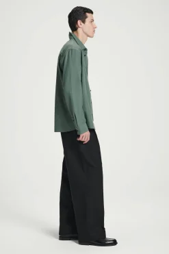 Sale COS KOSZULA Z DIAGONALU – RELAXED FIT Szałwiowazieleń