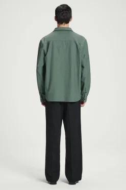 Sale COS KOSZULA Z DIAGONALU – RELAXED FIT Szałwiowazieleń