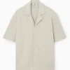 New COS KOSZULA Z DZIANINY BOUCLÉ Z BAWEŁNĄ – RELAXED FIT Kamień