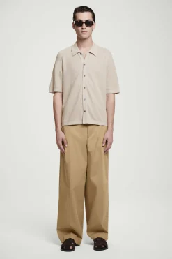 Discount COS KOSZULA Z DZIANINY Z LNEM – RELAXED FIT Jasnobeżowy