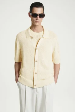 New COS KOSZULA Z MELANŻOWEJ DZIANINY – RELAXED FIT Beżowymelanż