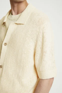 New COS KOSZULA Z MELANŻOWEJ DZIANINY – RELAXED FIT Beżowymelanż