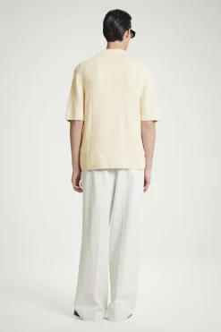 New COS KOSZULA Z MELANŻOWEJ DZIANINY – RELAXED FIT Beżowymelanż