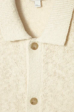 New COS KOSZULA Z MELANŻOWEJ DZIANINY – RELAXED FIT Beżowymelanż