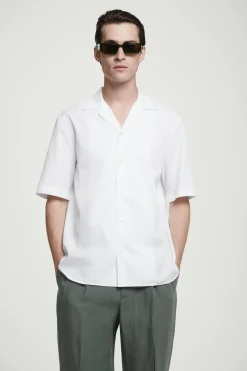 New COS KOSZULA Z MIESZANKI Z JEDWABIEM – RELAXED FIT Złamanybiały