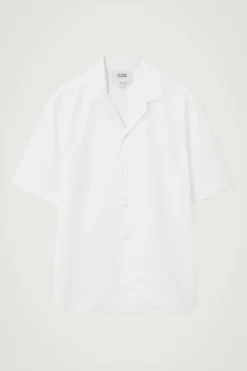 New COS KOSZULA Z MIESZANKI Z JEDWABIEM – RELAXED FIT Złamanybiały