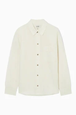 Discount COS KOSZULA Z MIESZANKI Z LNEM – RELAXED FIT Złamanybiały
