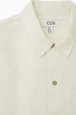 Discount COS KOSZULA Z MIESZANKI Z LNEM – RELAXED FIT Złamanybiały