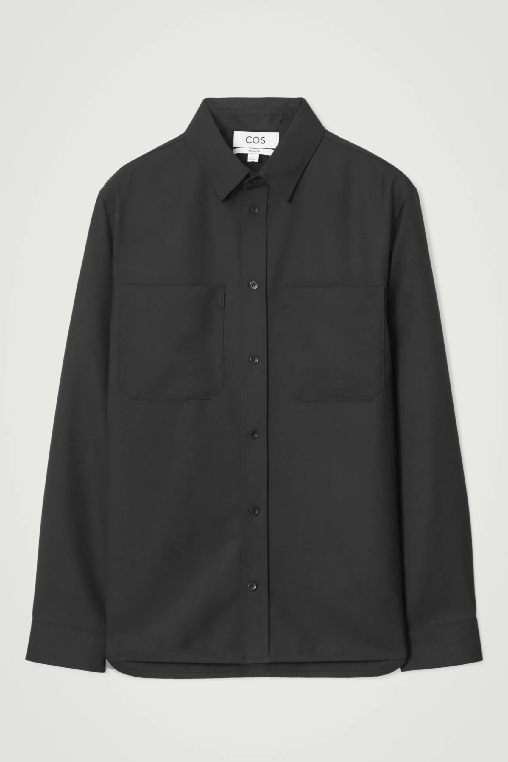 Fashion COS KOSZULA Z MIESZANKI Z WEŁNĄ – RELAXED FIT Czarny