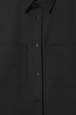 Fashion COS KOSZULA Z MIESZANKI Z WEŁNĄ – RELAXED FIT Czarny