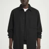 Best COS KOSZULA ZE SZCZOTKOWANEGO MATERIAŁU – RELAXED FIT Czarny