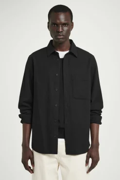 Best COS KOSZULA ZE SZCZOTKOWANEGO MATERIAŁU – RELAXED FIT Czarny