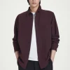 New COS KOSZULA ZE SZCZOTKOWANEGO MATERIAŁU – RELAXED FIT Burgundowy