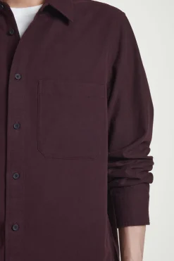 New COS KOSZULA ZE SZCZOTKOWANEGO MATERIAŁU – RELAXED FIT Burgundowy