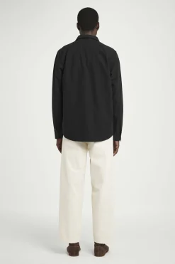 Best COS KOSZULA ZE SZCZOTKOWANEGO MATERIAŁU – RELAXED FIT Czarny