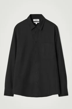 Best COS KOSZULA ZE SZCZOTKOWANEGO MATERIAŁU – RELAXED FIT Czarny