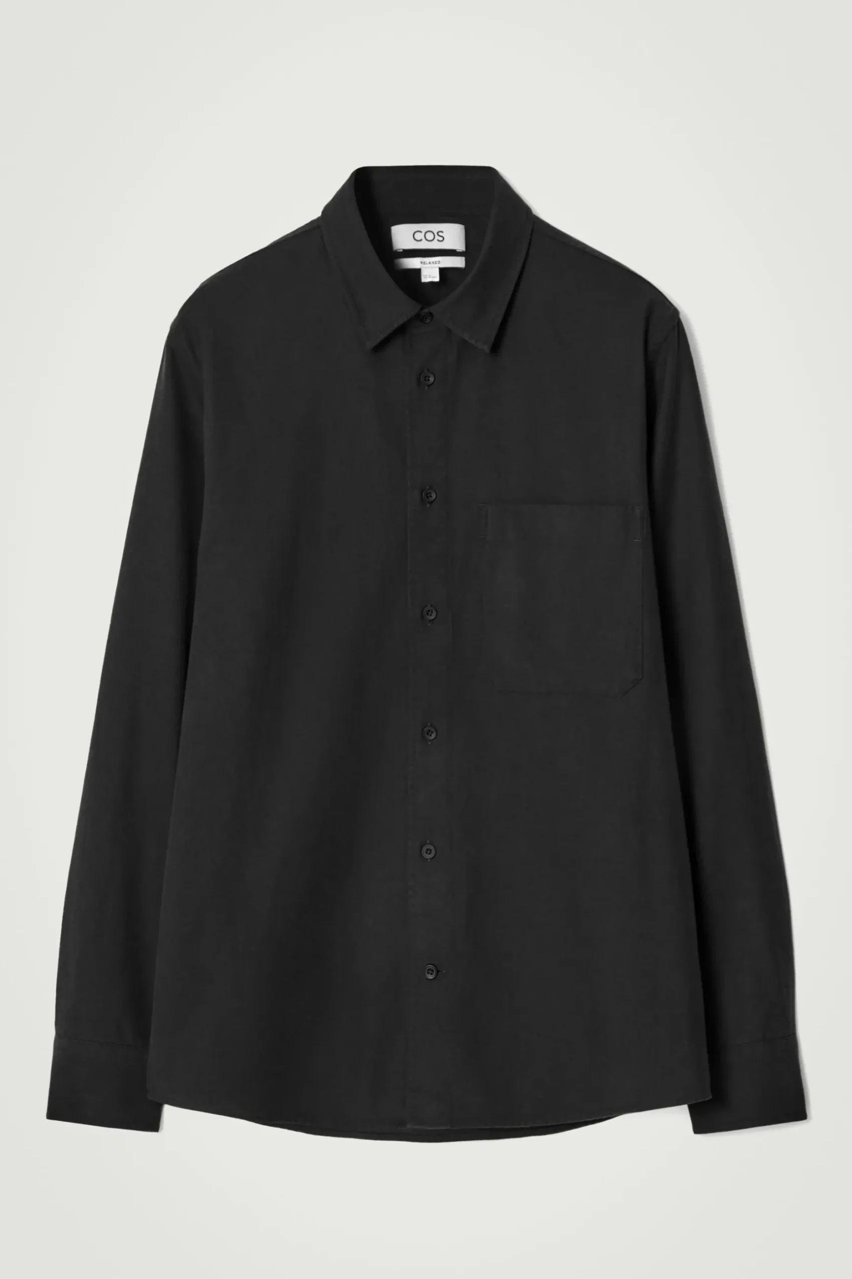 Best COS KOSZULA ZE SZCZOTKOWANEGO MATERIAŁU – RELAXED FIT Czarny