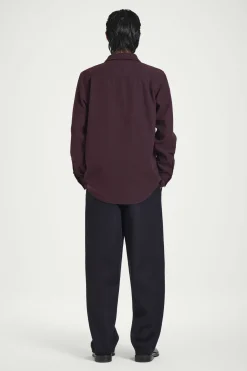 New COS KOSZULA ZE SZCZOTKOWANEGO MATERIAŁU – RELAXED FIT Burgundowy