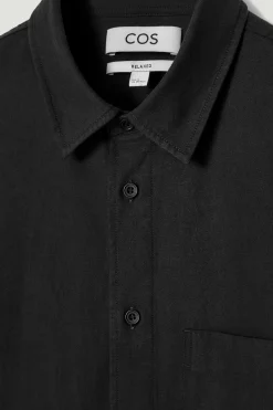 Best COS KOSZULA ZE SZCZOTKOWANEGO MATERIAŁU – RELAXED FIT Czarny
