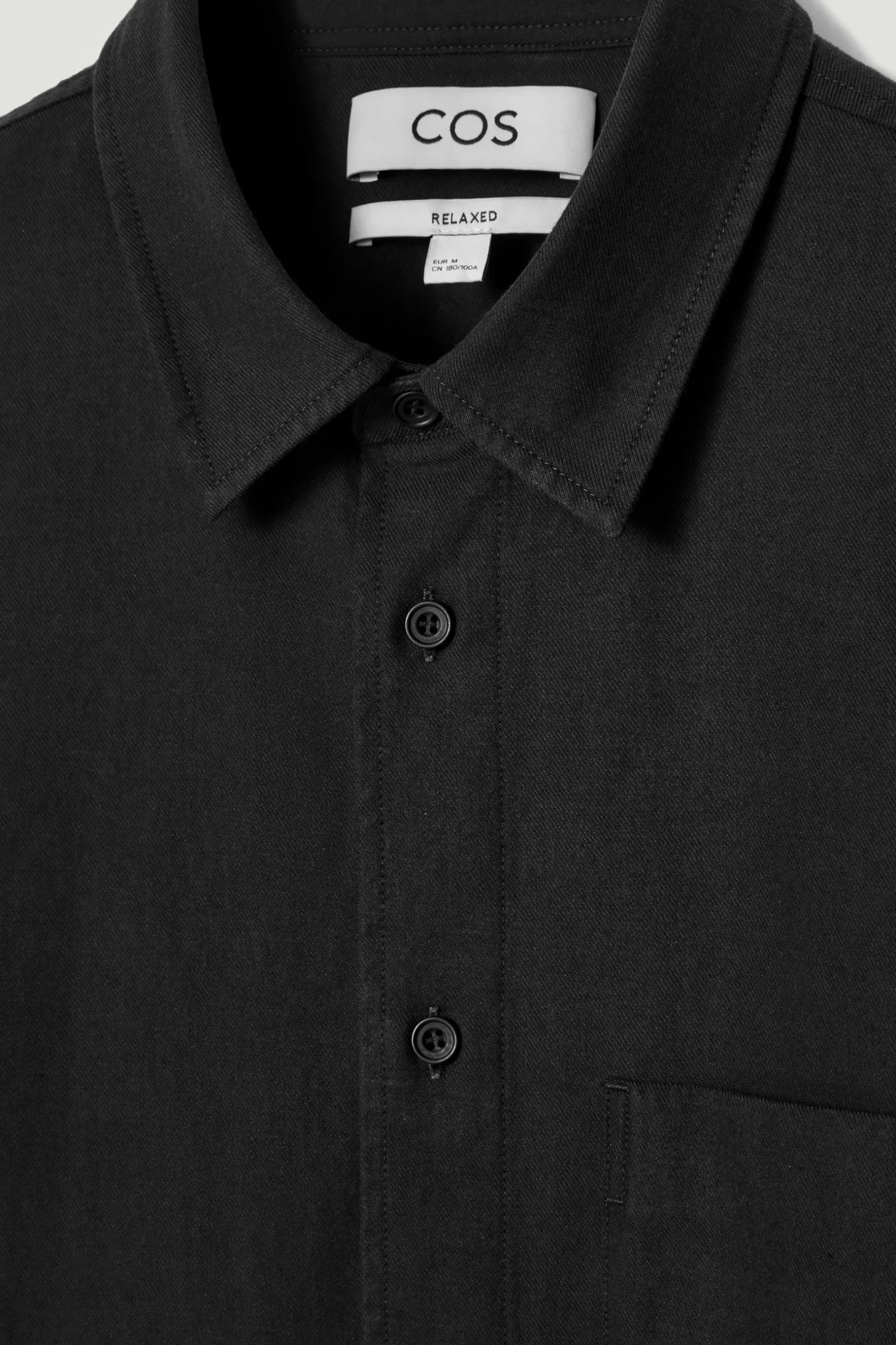 Best COS KOSZULA ZE SZCZOTKOWANEGO MATERIAŁU – RELAXED FIT Czarny