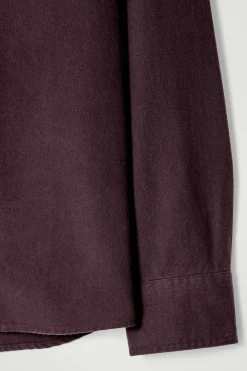 New COS KOSZULA ZE SZCZOTKOWANEGO MATERIAŁU – RELAXED FIT Burgundowy