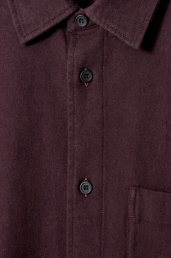 New COS KOSZULA ZE SZCZOTKOWANEGO MATERIAŁU – RELAXED FIT Burgundowy