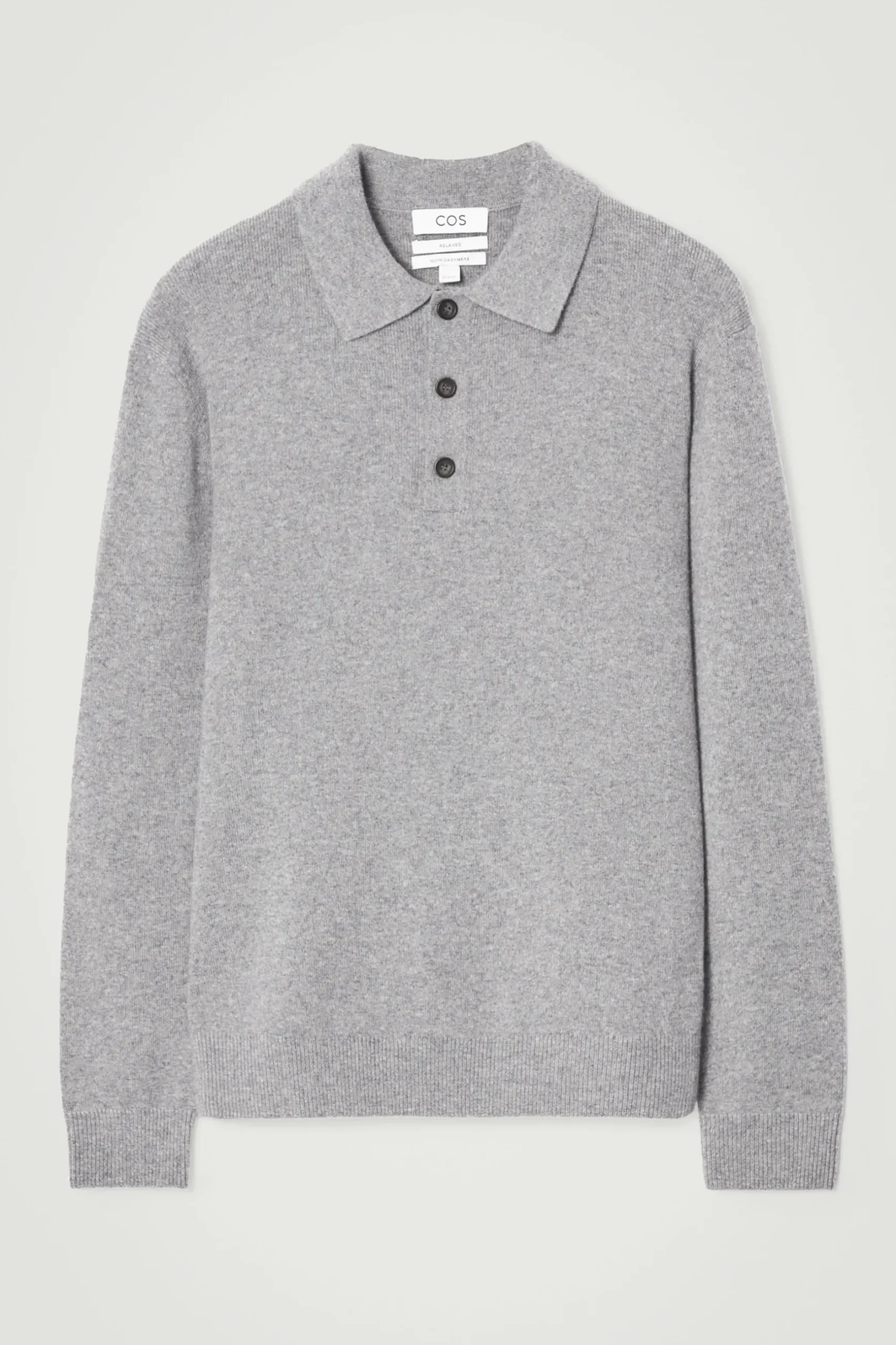 Discount COS KOSZULKA POLO Z CZYSTEGO KASZMIRU Szarymelanż