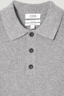 Discount COS KOSZULKA POLO Z CZYSTEGO KASZMIRU Szarymelanż