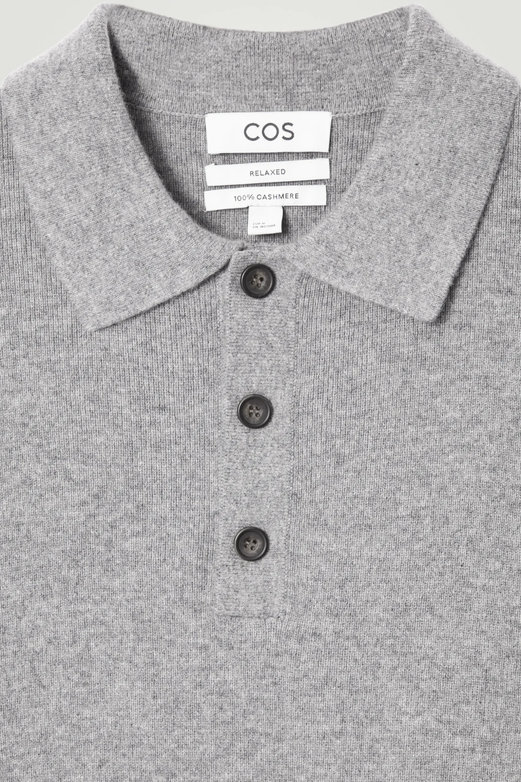 Discount COS KOSZULKA POLO Z CZYSTEGO KASZMIRU Szarymelanż