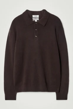 Best COS KOSZULKA POLO Z CZYSTEGO KASZMIRU Brązowy