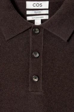 Best COS KOSZULKA POLO Z CZYSTEGO KASZMIRU Brązowy