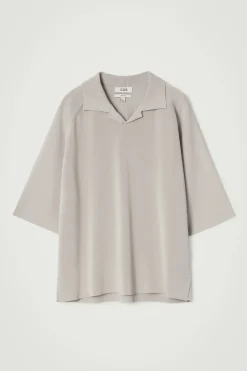 Clearance COS KOSZULKA POLO Z DWUSTRONNEJ DZIANINY Brązowoszary