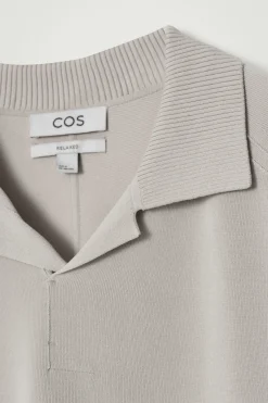 Clearance COS KOSZULKA POLO Z DWUSTRONNEJ DZIANINY Brązowoszary