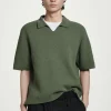 New COS KOSZULKA POLO Z DZIANINY BOUCLÉ Zielony